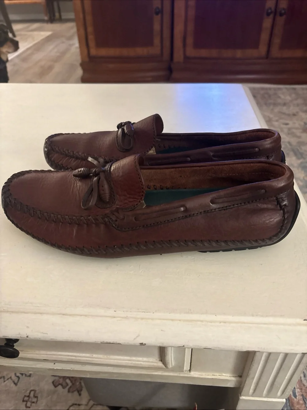 H S Trask Men's Brown Leather Moccasin Loafers 10.5 M